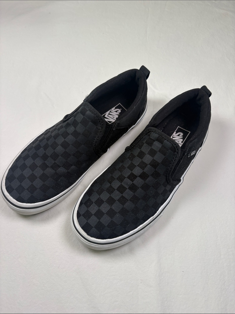Vans Black Checkerboard Slip-On Loafers